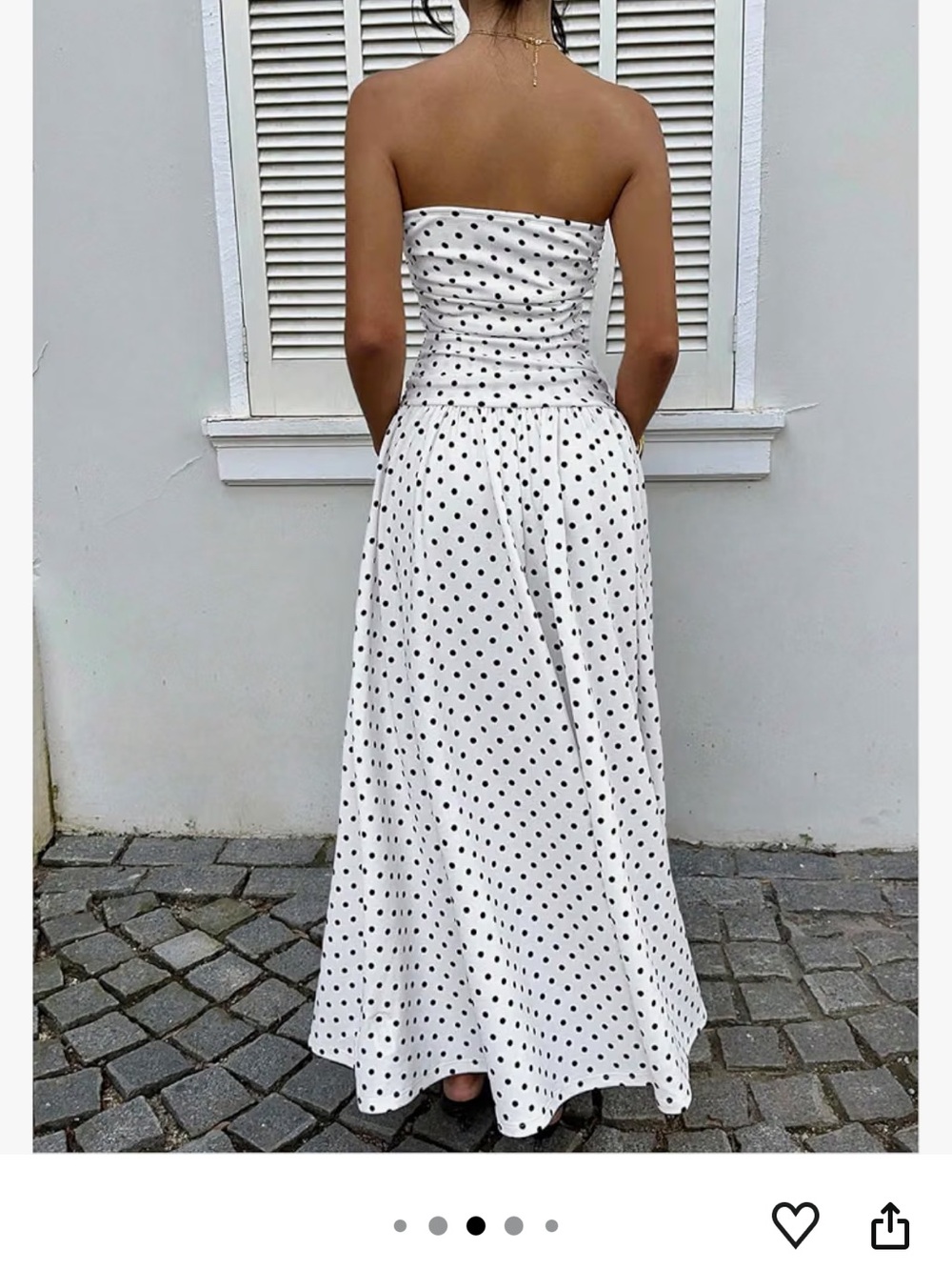 Strapless White Polka Dot Maxi Dress
